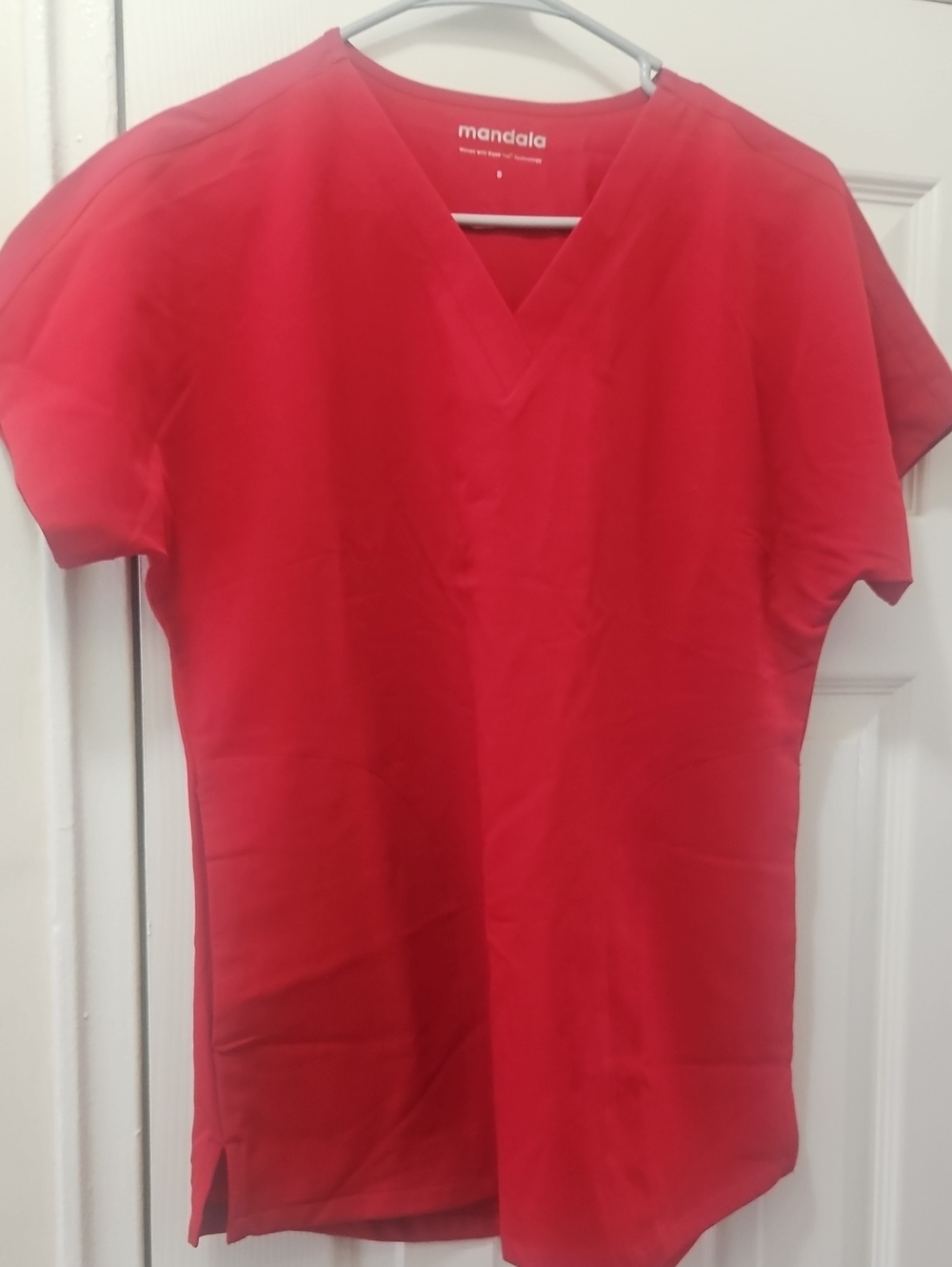 Mandala V-Neck Red Scrub Top